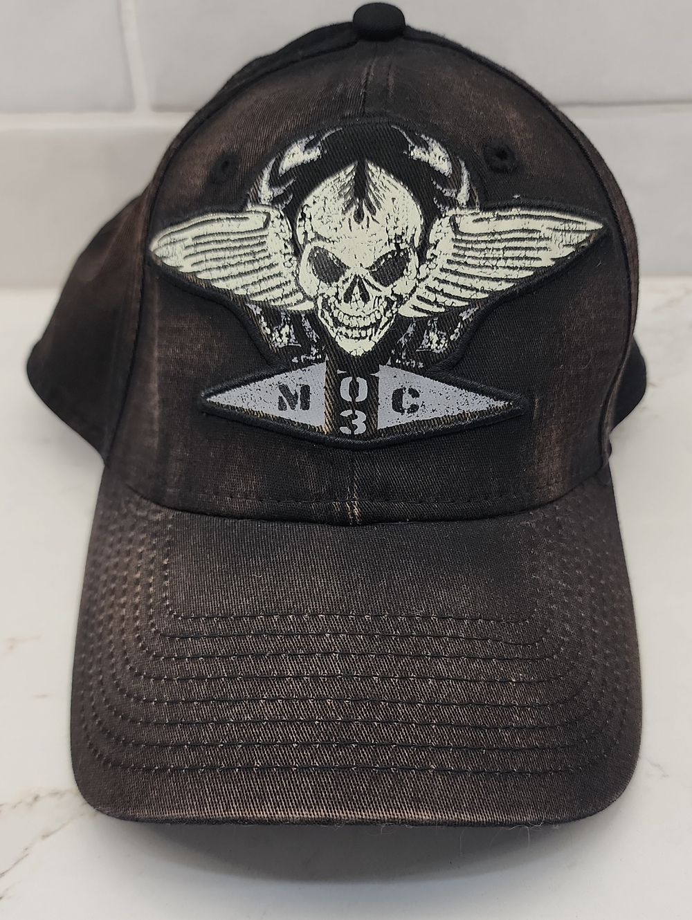 Harley-Davidson Black and White Skull Wing Patch Cap